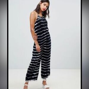 RAGA Striped Black and White Jumpsuit Flowy Wide Leg Small